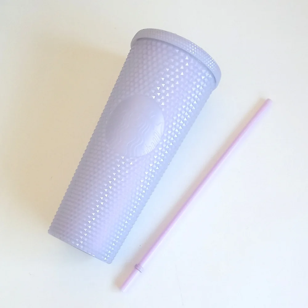 Starbucks Lavender Lilac Bling Studded 24oz Cold Cup Tumbler with Lid & Straw